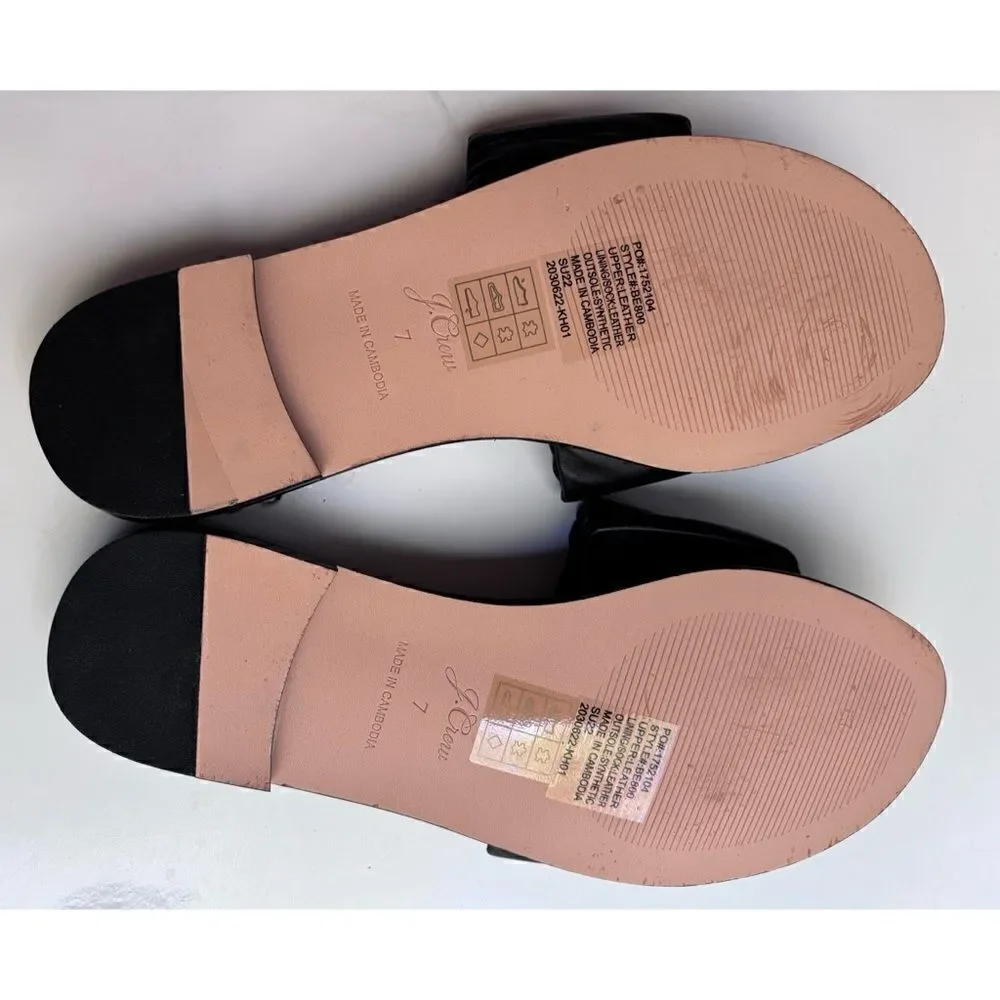 J. Crew black leather Delta single strap crunchier sandal size 7 / like New